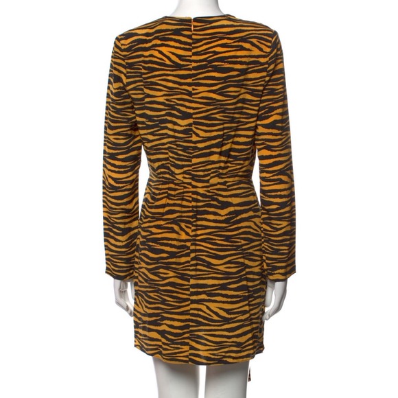 A.L.C. Jensen 100% Silk Tiger Print Draped Cocktail Dress 6 - Picture 6 of 9